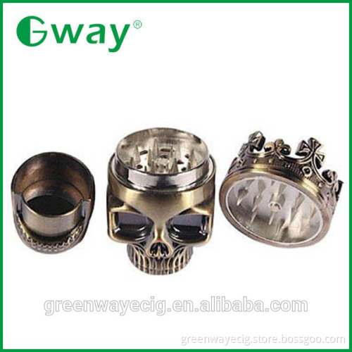 Unique design king skull shape metal herb grinder weed / spices skull grinder wholesale